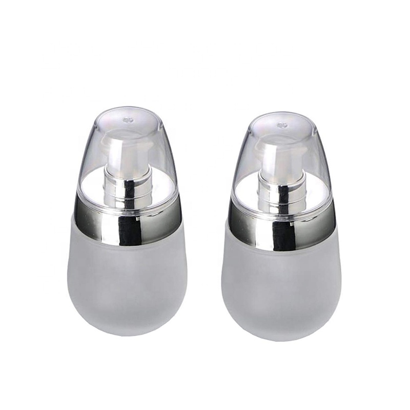 30ml and 1oz Transparent With Silver Ring Glass Pump Bottles Dispenser Jars