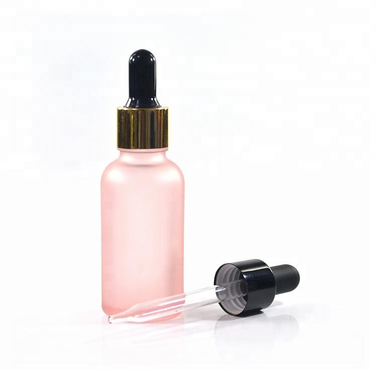 30ml baby light pink glass dropper bottle with black and gold top 30ml 1oz