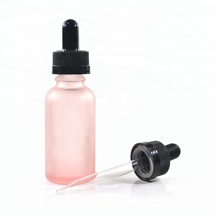 30ml baby light pink glass dropper bottle with black and gold top 30ml 1oz
