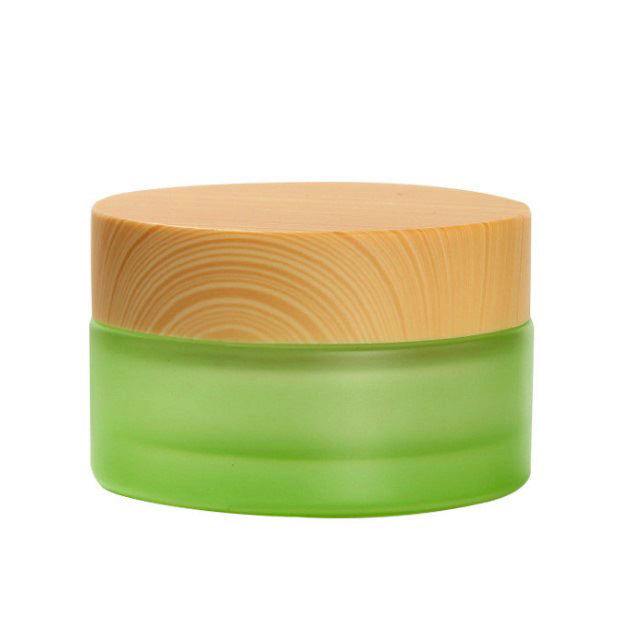 30ml bamboo cream jar cosmetics packaging bamboo lid face cream container frosted glass cream jar with bamboo cap