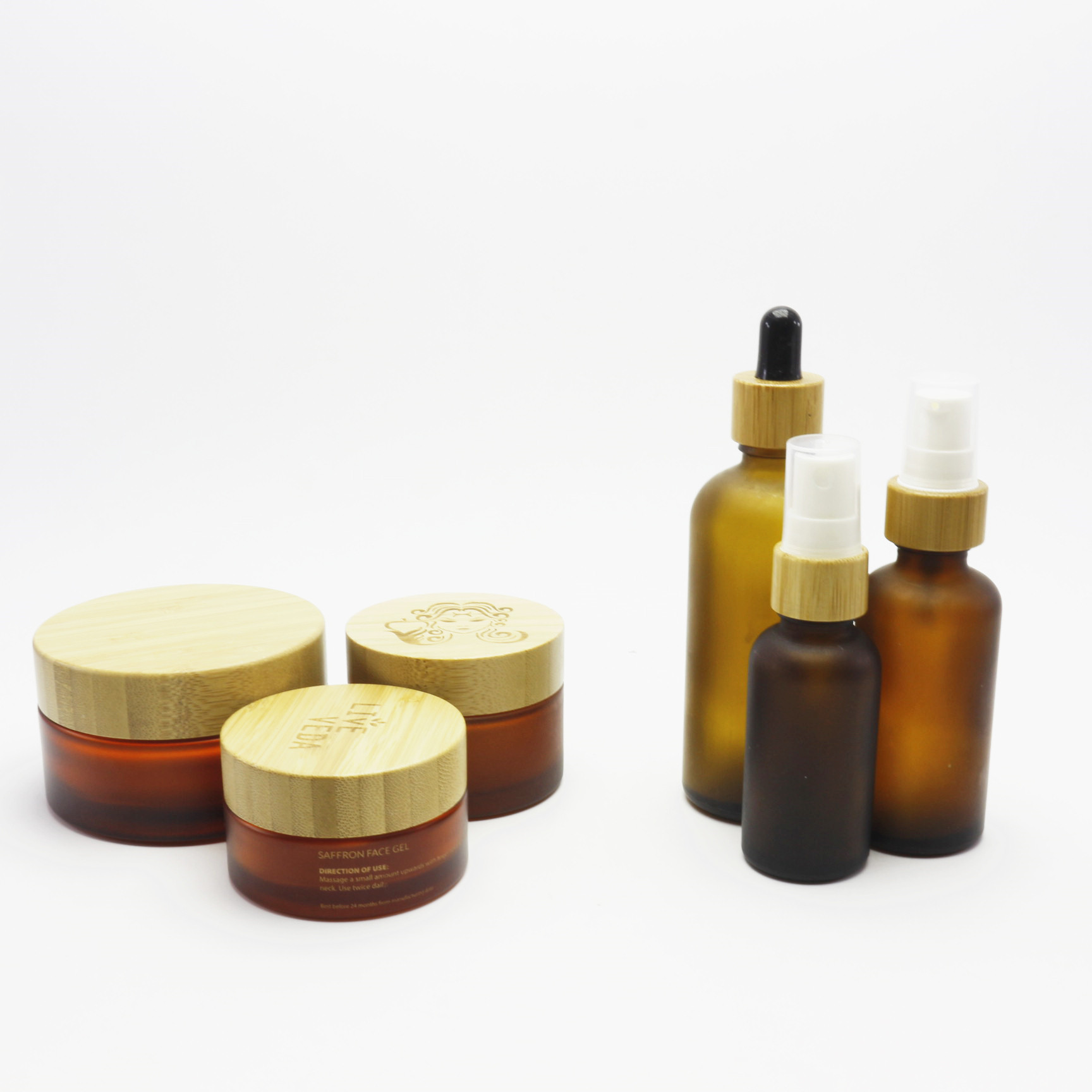 30ml bamboo spray bottles and jars for cosmetic eco friendly frosted amber cream 30g bamboo jars BJ-340AN