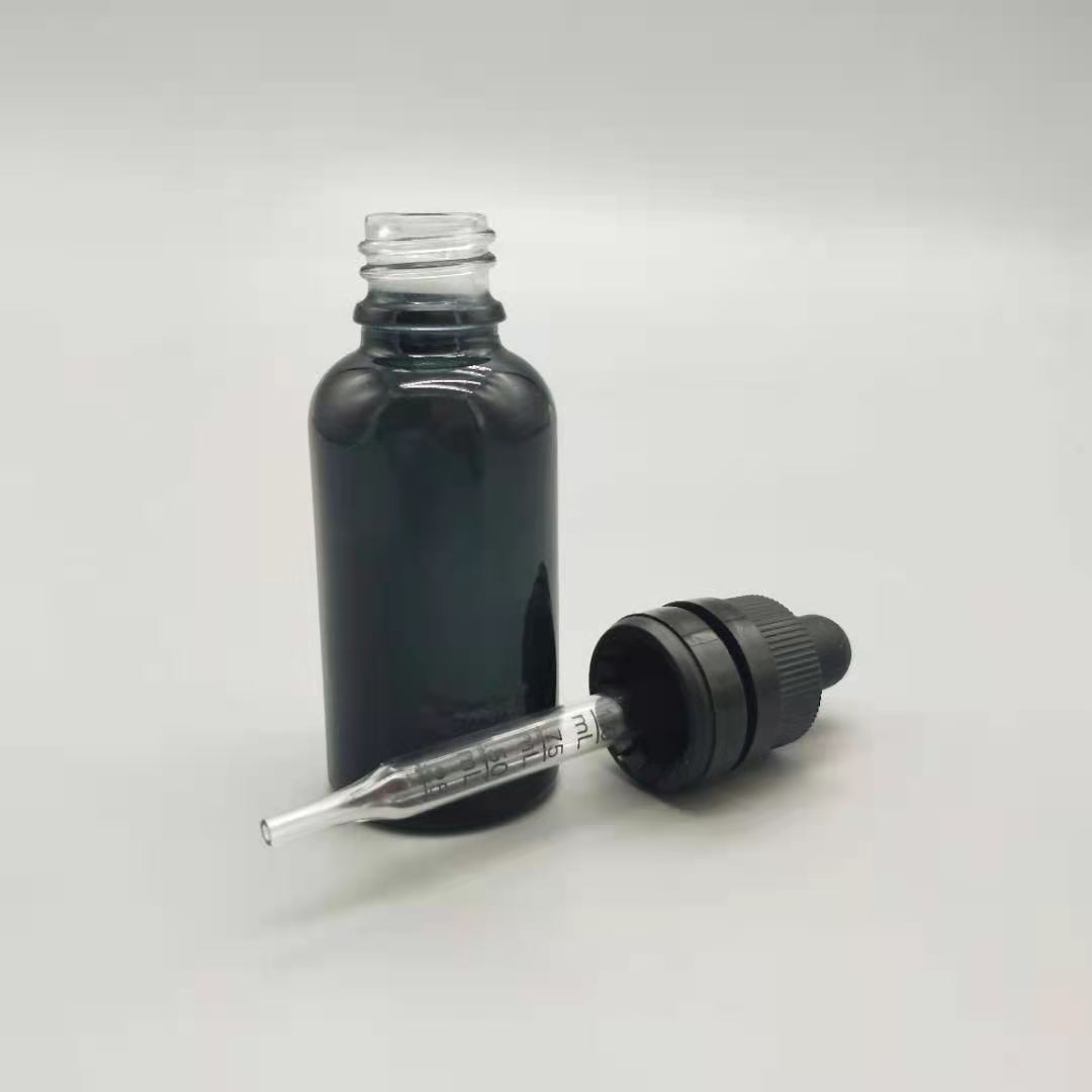 30ml beard oil 1oz glass essential oil bottles 30ml transparent clear black glass dropper bottles with calibrated glass pipette