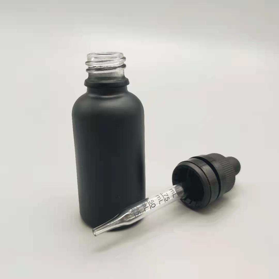 30ml beard oil 1oz glass essential oil bottles 30ml transparent clear black glass dropper bottles with calibrated glass pipette