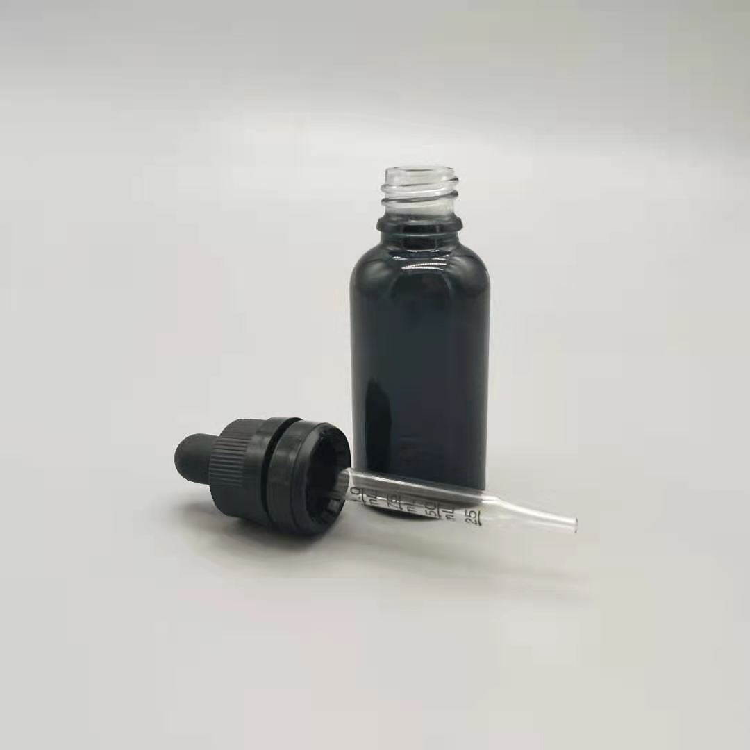 30ml beard oil 1oz glass essential oil bottles 30ml transparent clear black glass dropper bottles with calibrated glass pipette