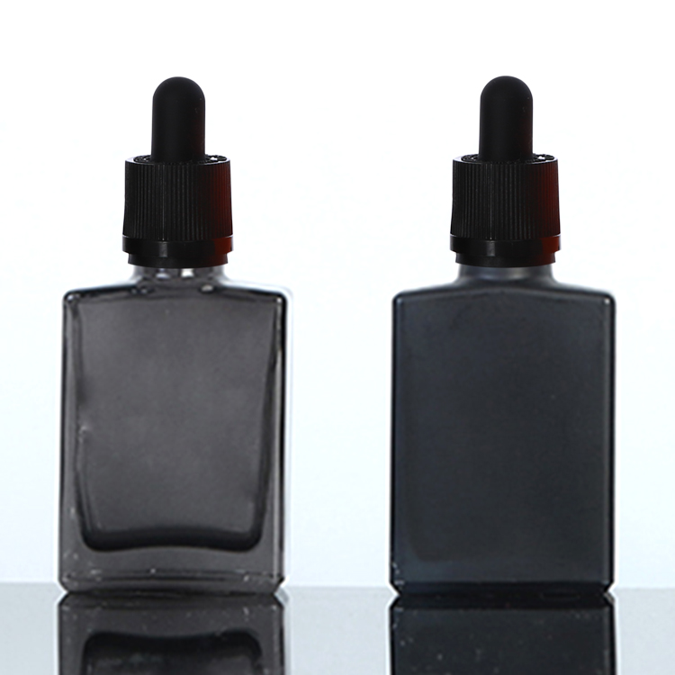30ml beauty matte black rectangle glass dropper bottles with box