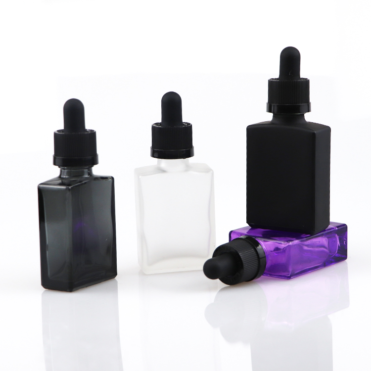 30ml beauty matte black rectangle glass dropper bottles with box