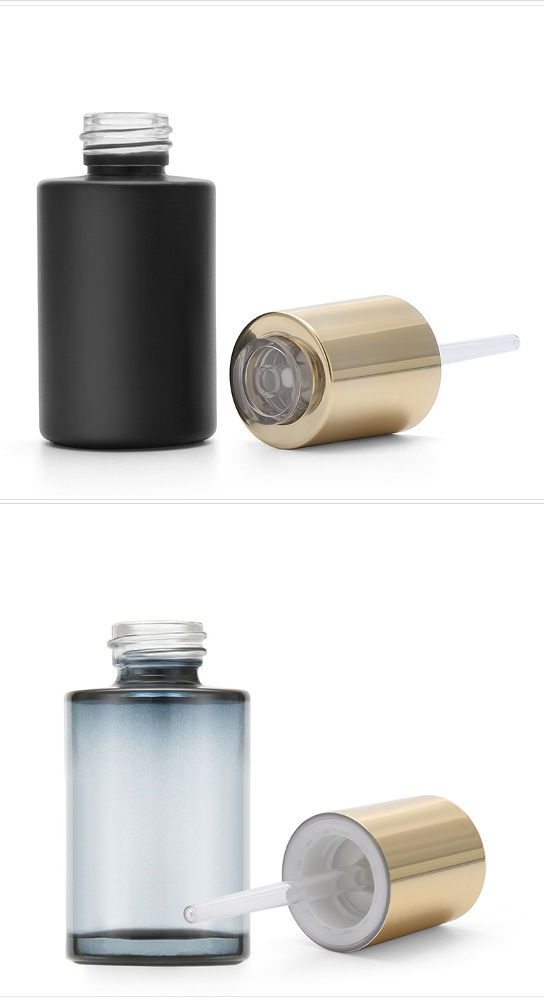 30ml best Perfume Essential Oil cosmetic with press pump Spray BLACK BLUE Glass Bottle