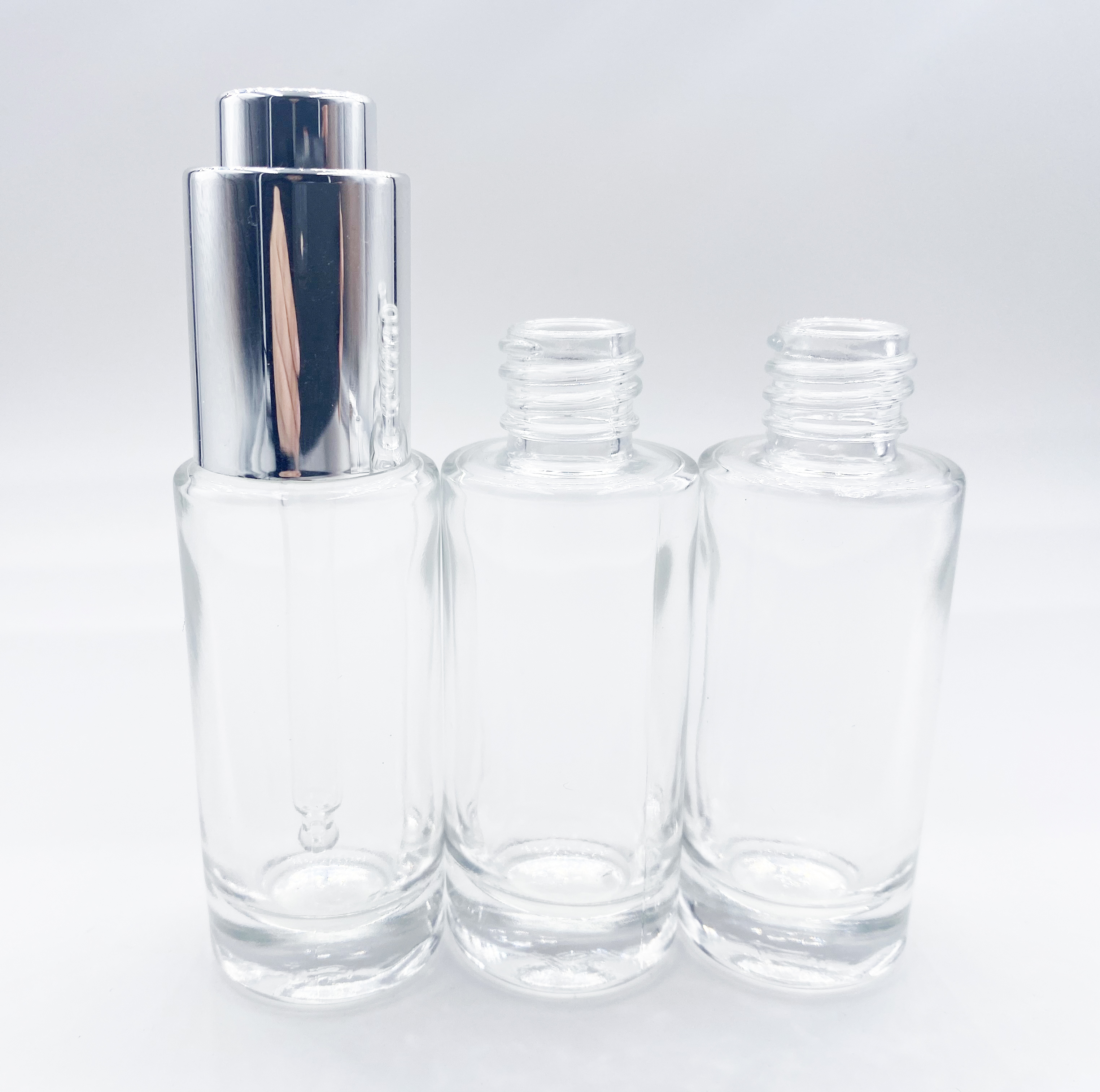 30ml black dropper bottle with sliver aluminum dropper circle push button glass dropper bottles