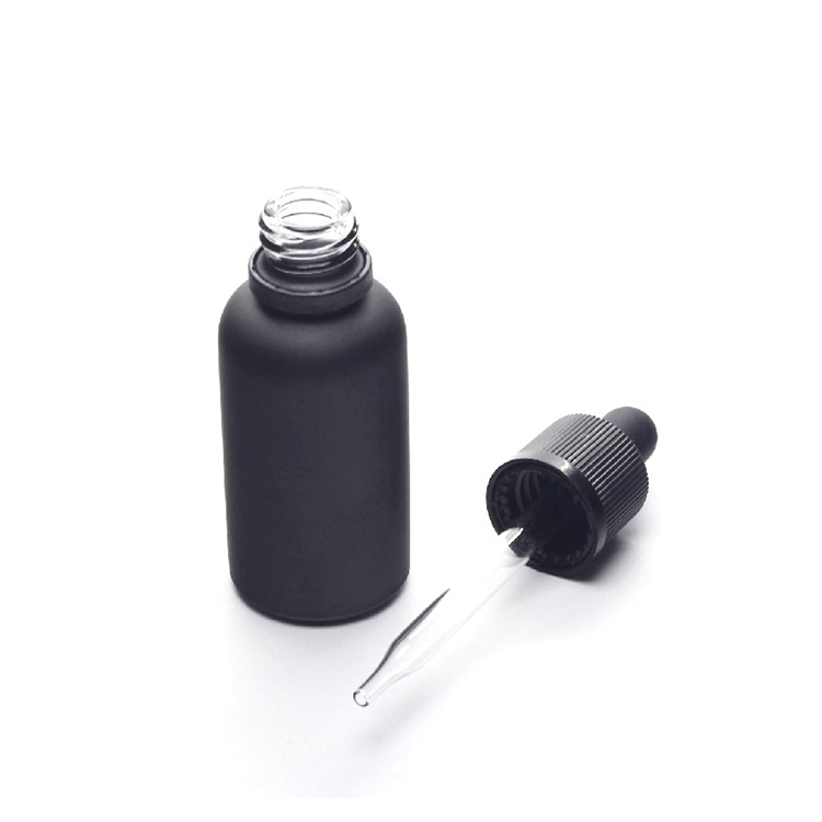 30ml black frosted glass dropper bottles with childproof cap black glass dropper bottles wholesale beard oil essential oil
