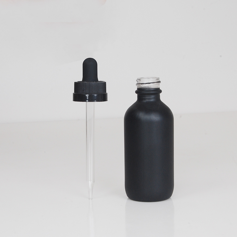 30ml black glass essential oil dropper bottle with tamper evident dropper cap