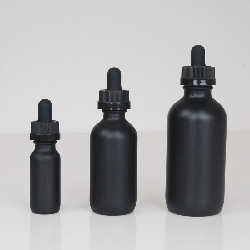30ml black glass essential oil dropper bottle with tamper evident dropper cap