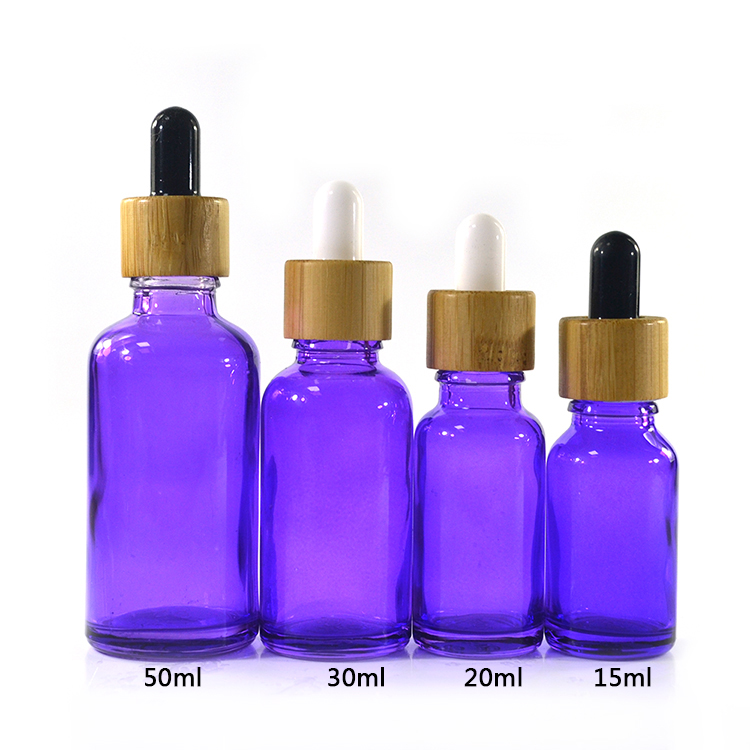 30ml black red purple custom logo printing glass dropper bottle for CBD Oil ejuice essential oil with bamboo cap