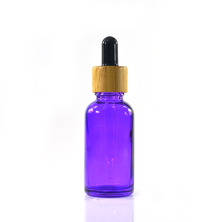 30ml black red purple custom logo printing glass dropper bottle for CBD Oil ejuice essential oil with bamboo cap
