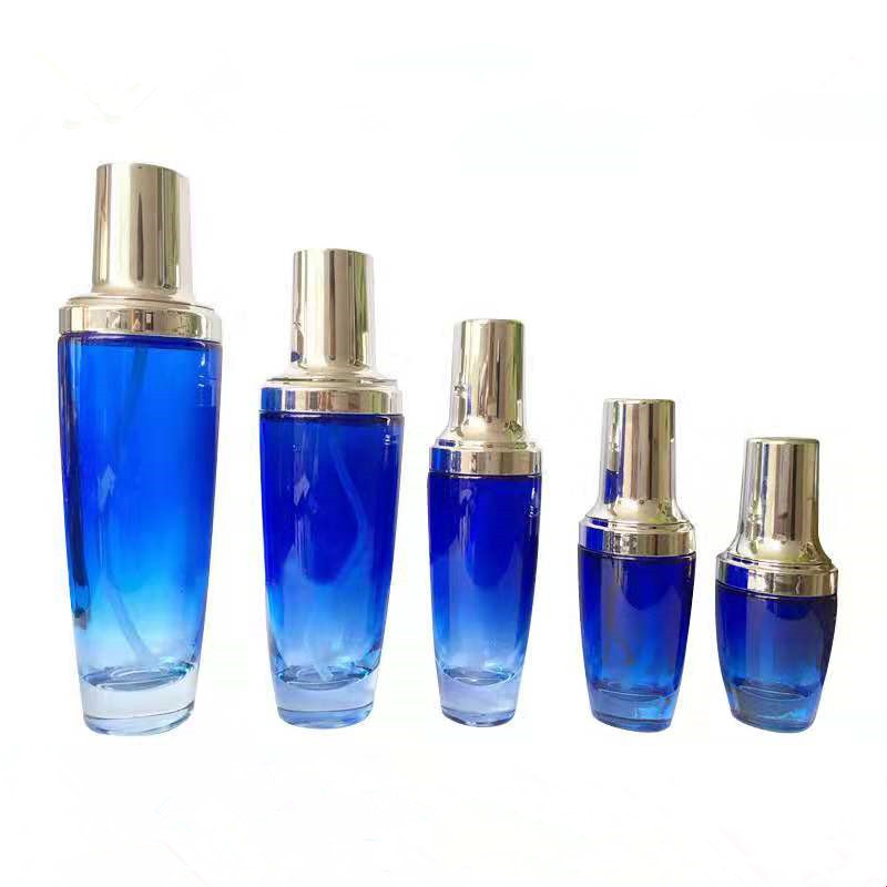30ml blue luxury cosmetic glass dropper bottle for lotion, serum and essence