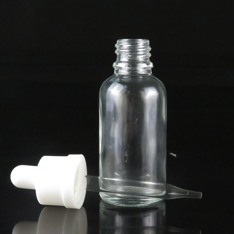 30ml child proof cap flint clear essential oil glass boston round pipette dropper bottles with dropper