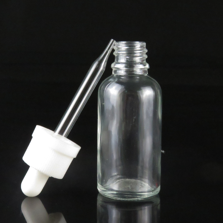 30ml child proof cap flint clear essential oil glass boston round pipette dropper bottles with dropper