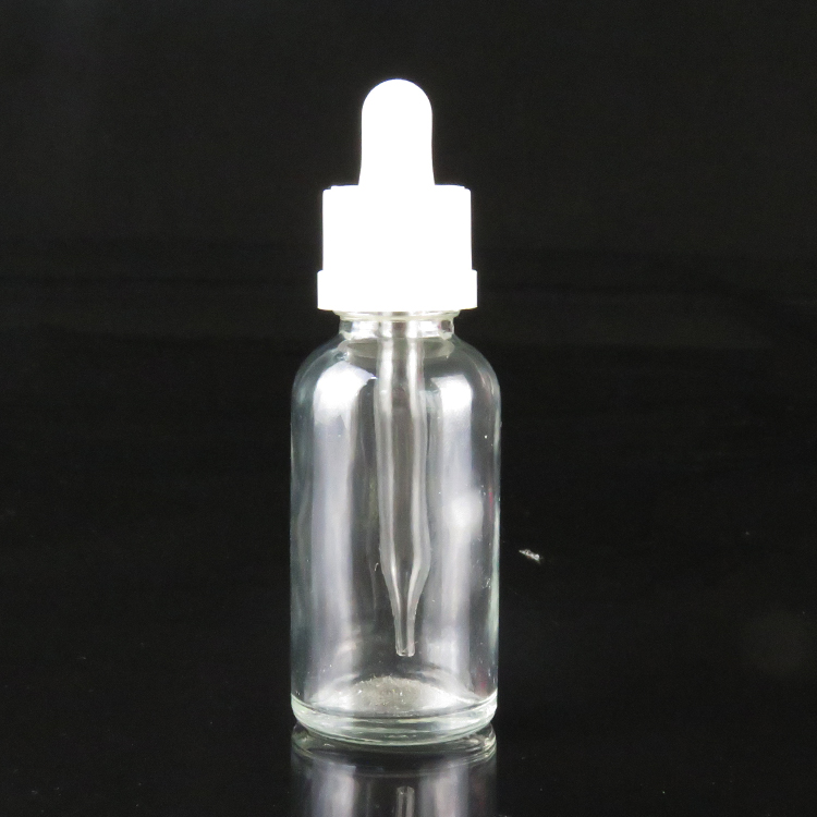 30ml child proof cap flint clear essential oil glass boston round pipette dropper bottles with dropper