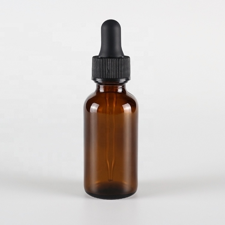 30ml  child proof dropper amber glass dropple bottle with black cap black rubber head / essential oil bottle 30ml