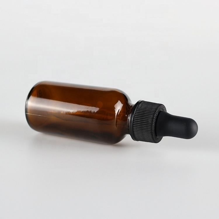 30ml child proof dropper amber glass dropple bottle with black cap black rubber head / essential oil bottle 30ml