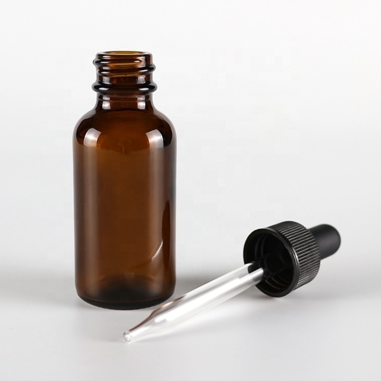 30ml child proof dropper amber glass dropple bottle with black cap black rubber head / essential oil bottle 30ml