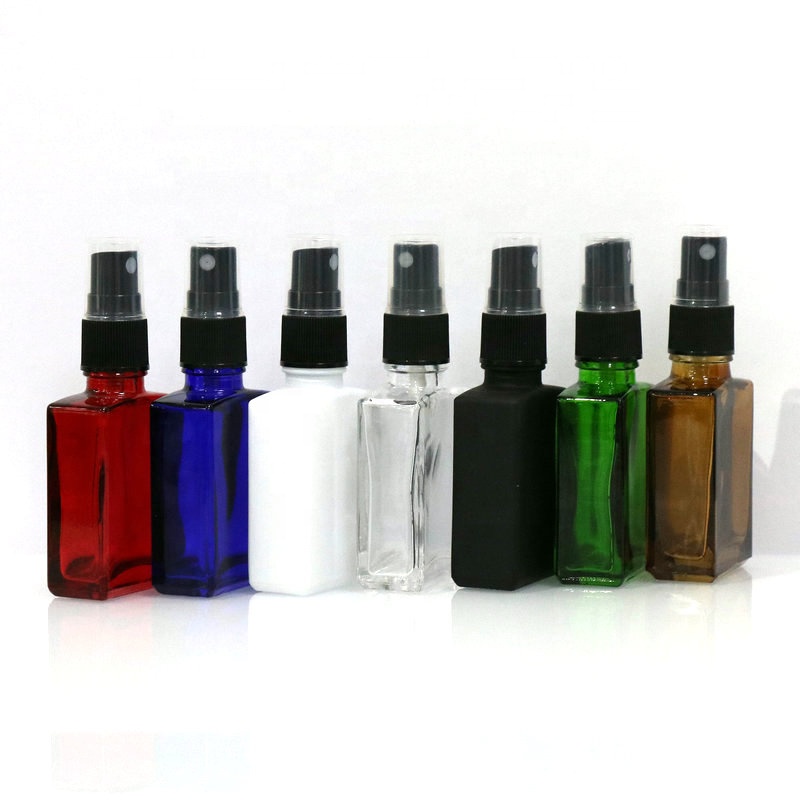30ml clear amber matte black square glass dropper bottle with bamboo cap for essential oil