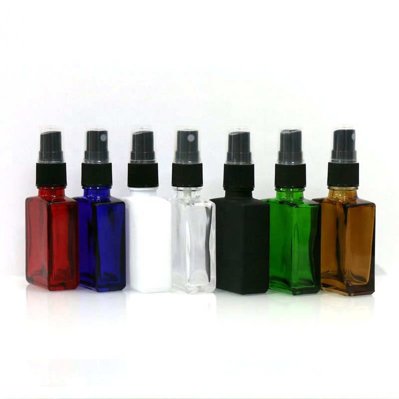 30ml clear amber matte black square glass dropper bottle with bamboo cap for essential oil