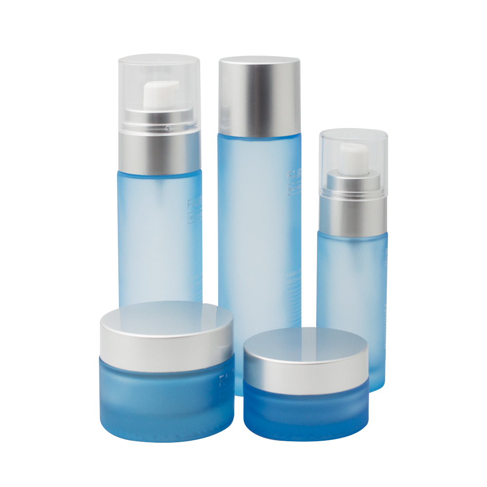 30ml clear blue glass cosmetic jars