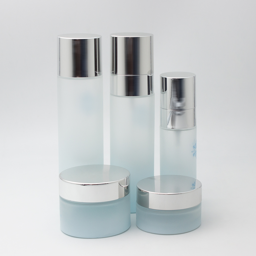30ml clear blue glass cosmetic jars