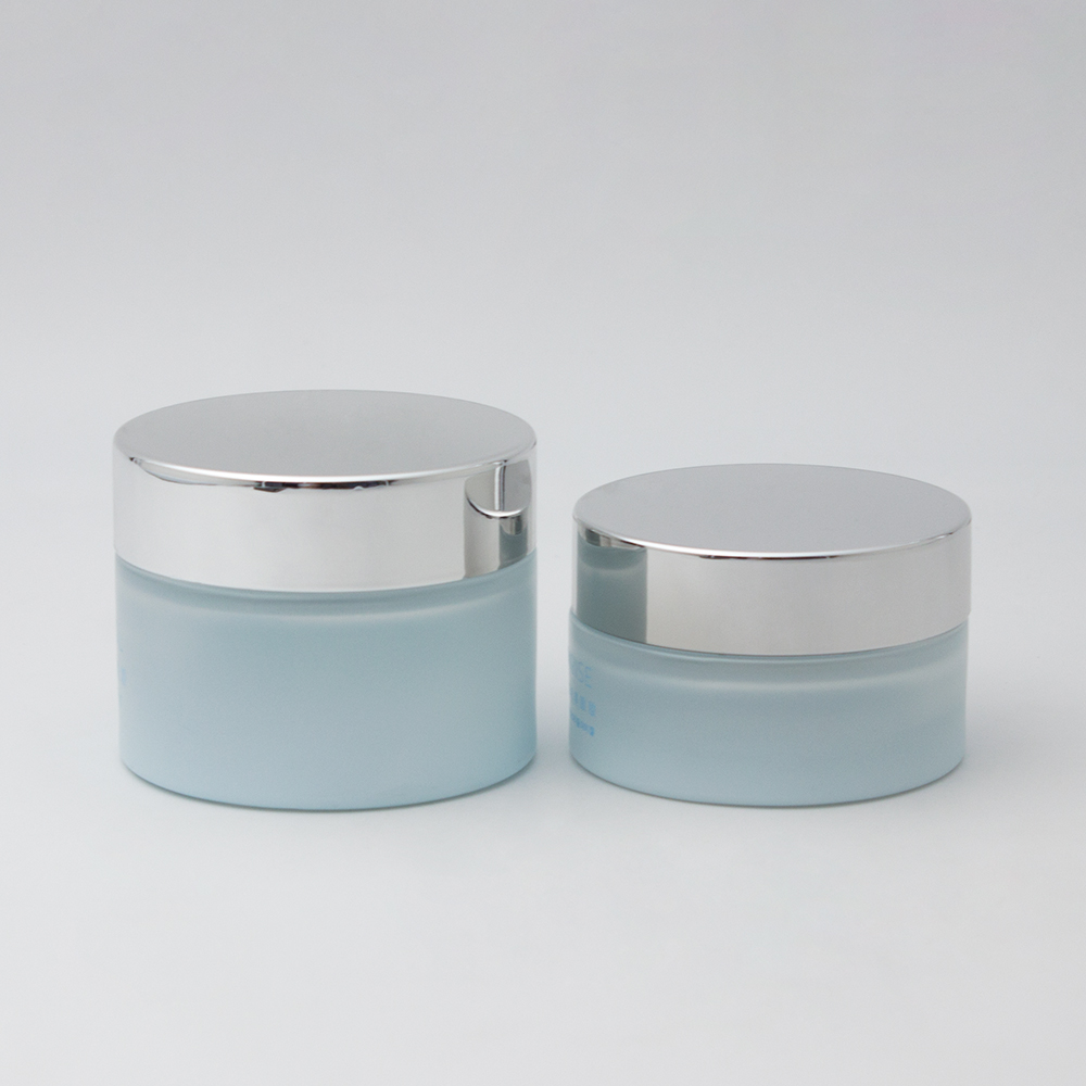30ml clear blue glass cosmetic jars