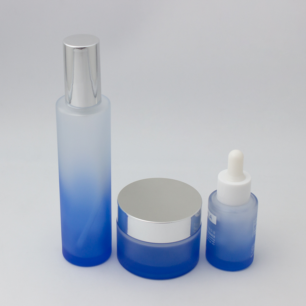 30ml clear blue glass cosmetic jars