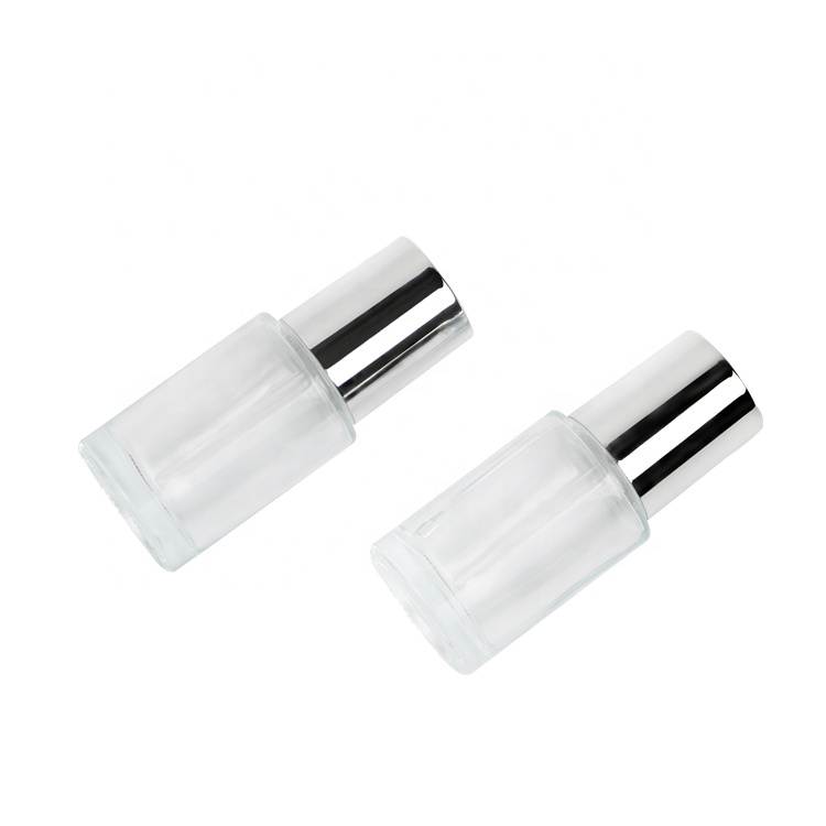 30ml clear cosmetic essential oil press pump dropper bottle with silver press dropper