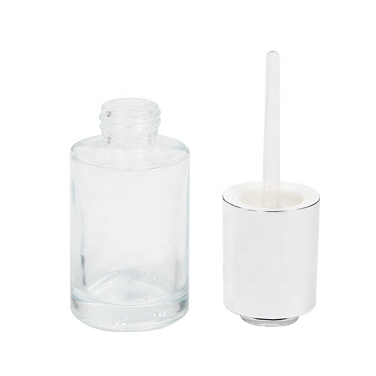 30ml clear cosmetic essential oil press pump dropper bottle with silver press dropper