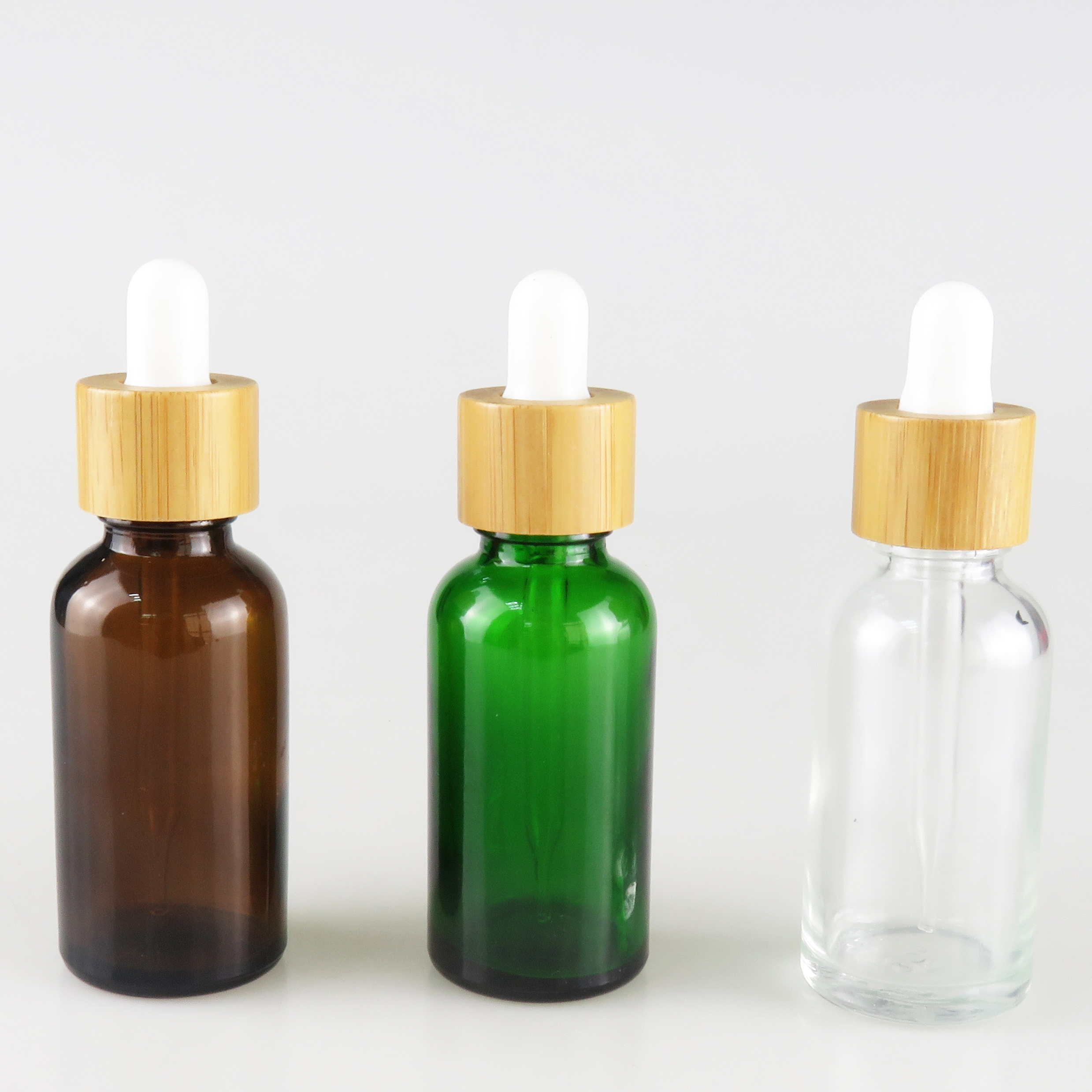 30ml clear e liquid glass bottle with bamboo cap from china