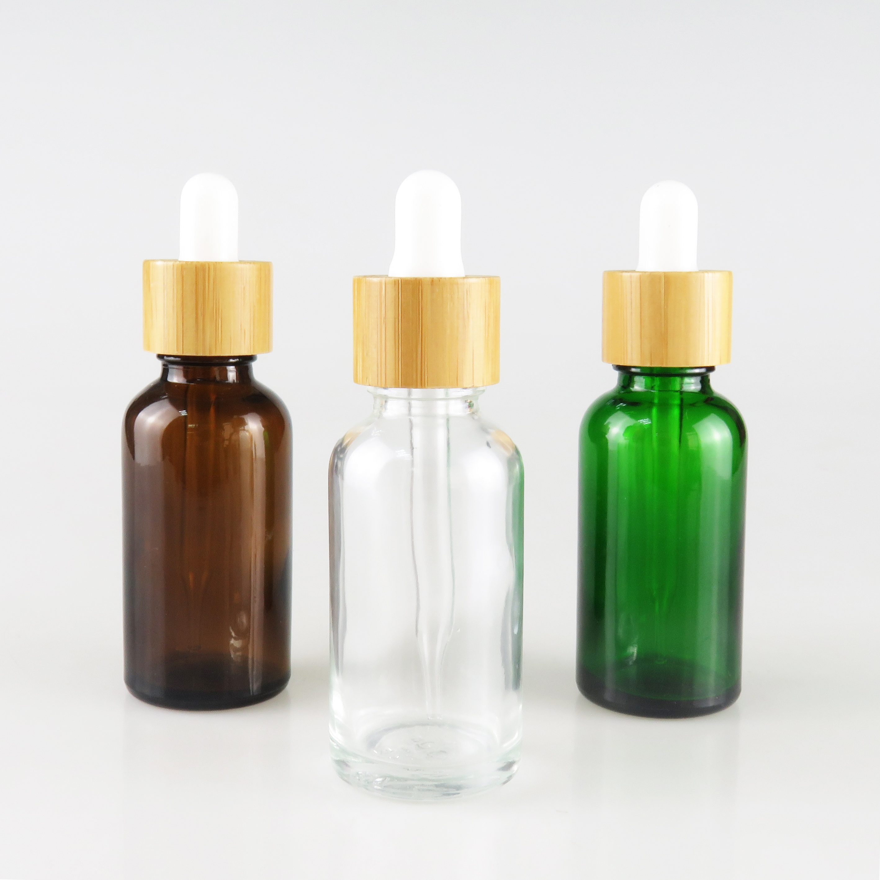 30ml clear e liquid glass bottle with bamboo cap from china