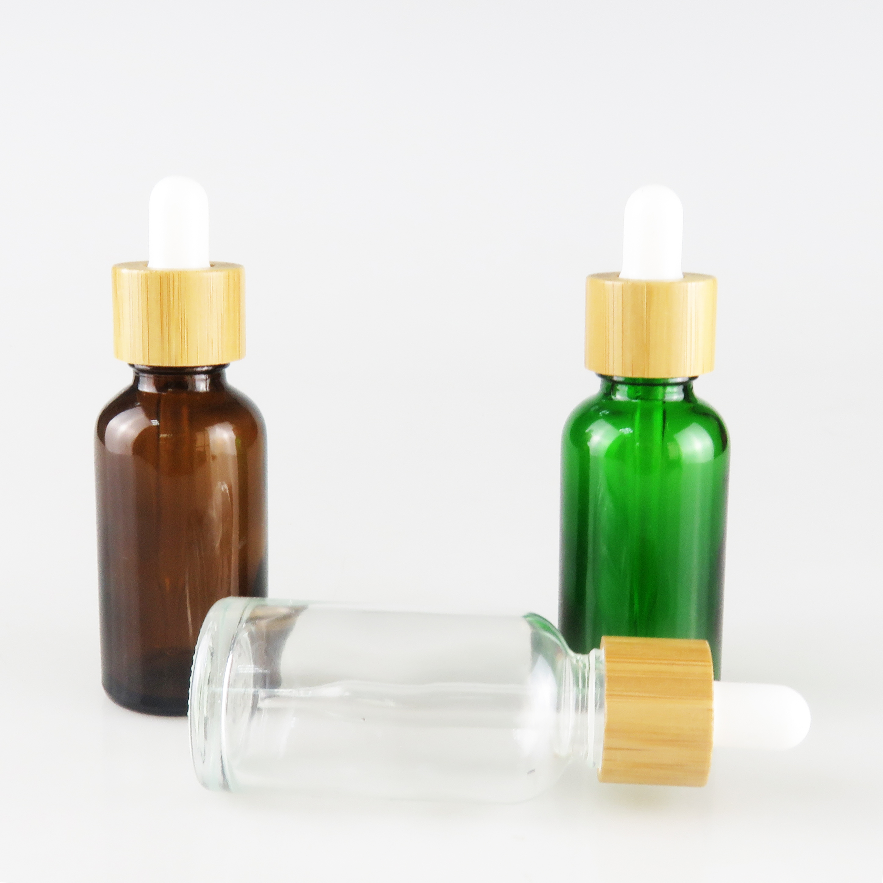 30ml clear e liquid glass bottle with bamboo cap from china