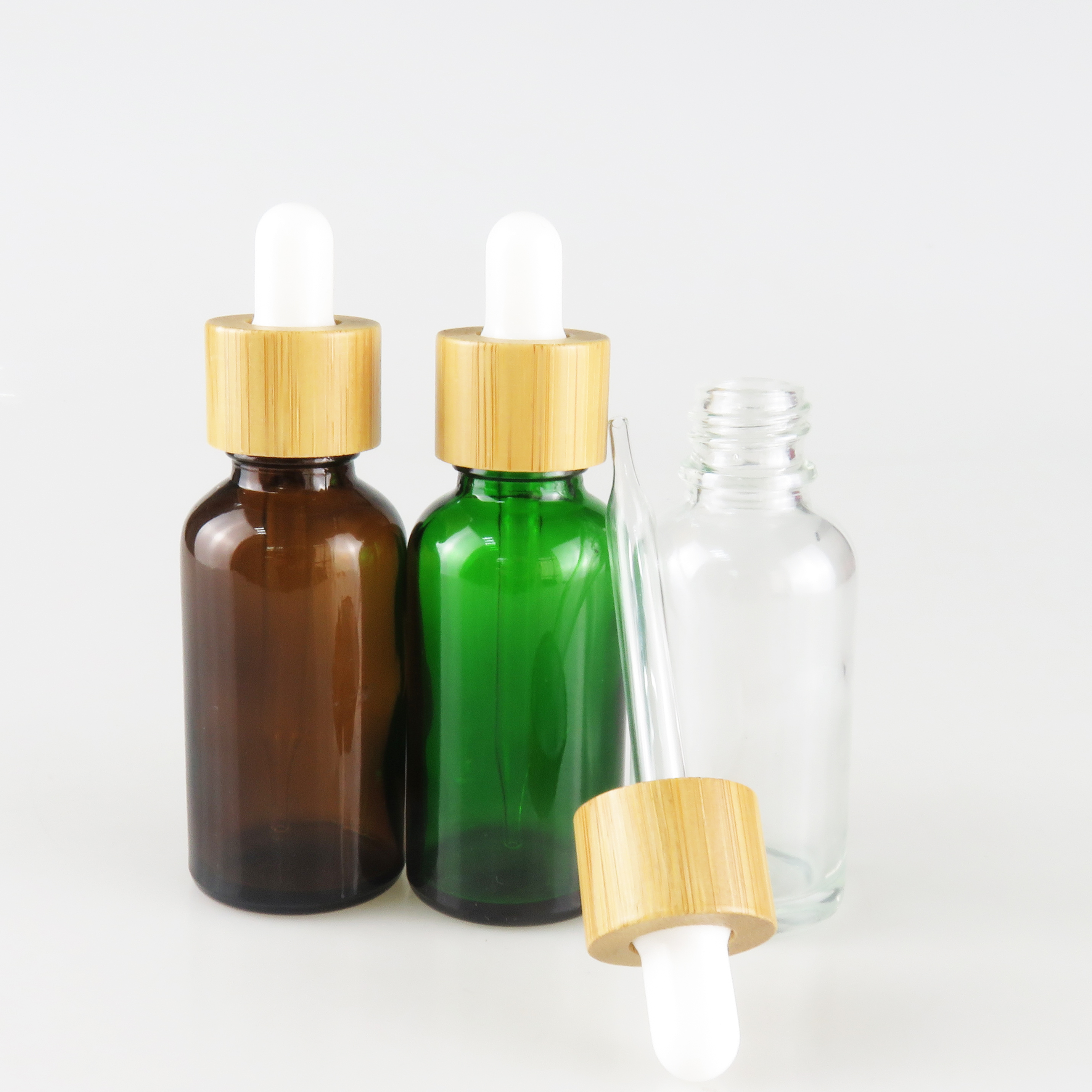 30ml clear e liquid glass bottle with bamboo cap from china