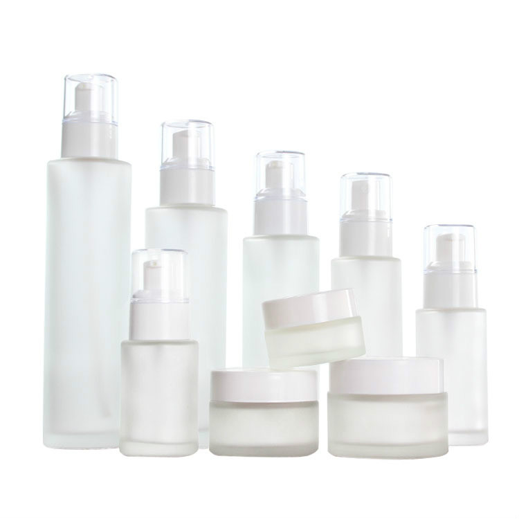 30ml clear frosted glass lotion bottles with pump caps