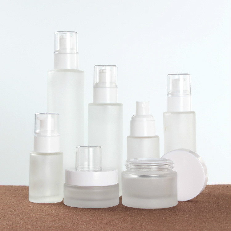 30ml clear frosted glass lotion bottles with pump caps