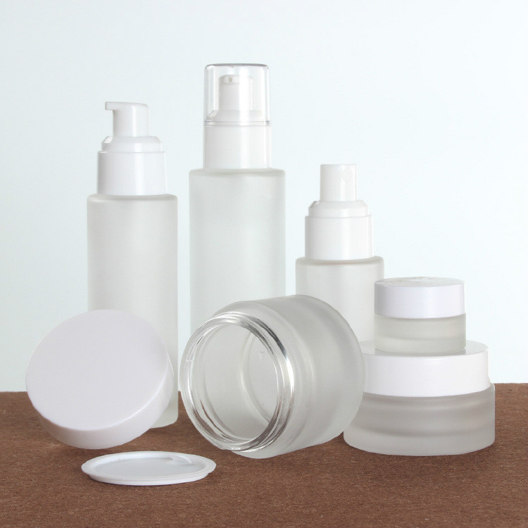 30ml clear frosted glass lotion bottles with pump caps