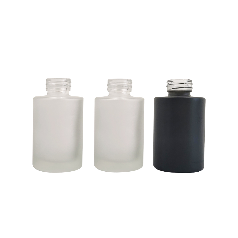 30ml clear frosted square cosmetic essential oil serum glass press pump dropper bottle with press dropper