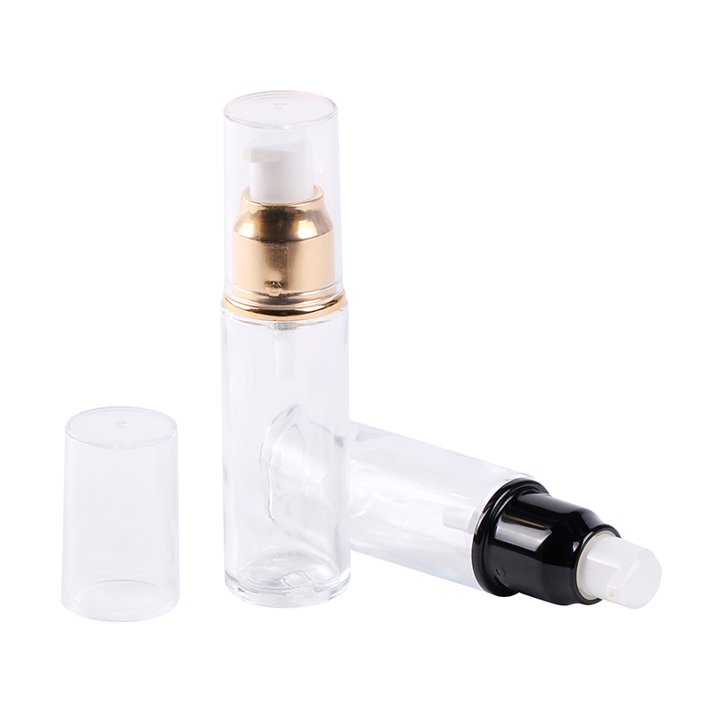 30ml clear glass bottle cosmetic with pump with mold