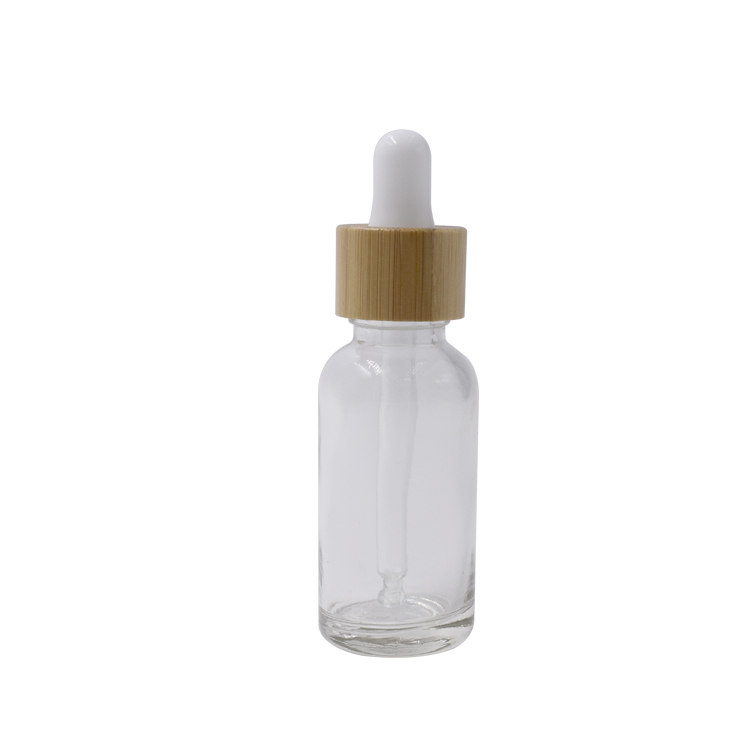 30ml clear glass bottle essential oil cosmetic bottle with bamboo dropper