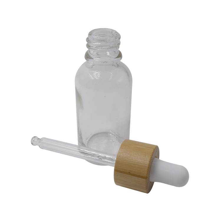 30ml clear glass bottle essential oil cosmetic bottle with bamboo dropper