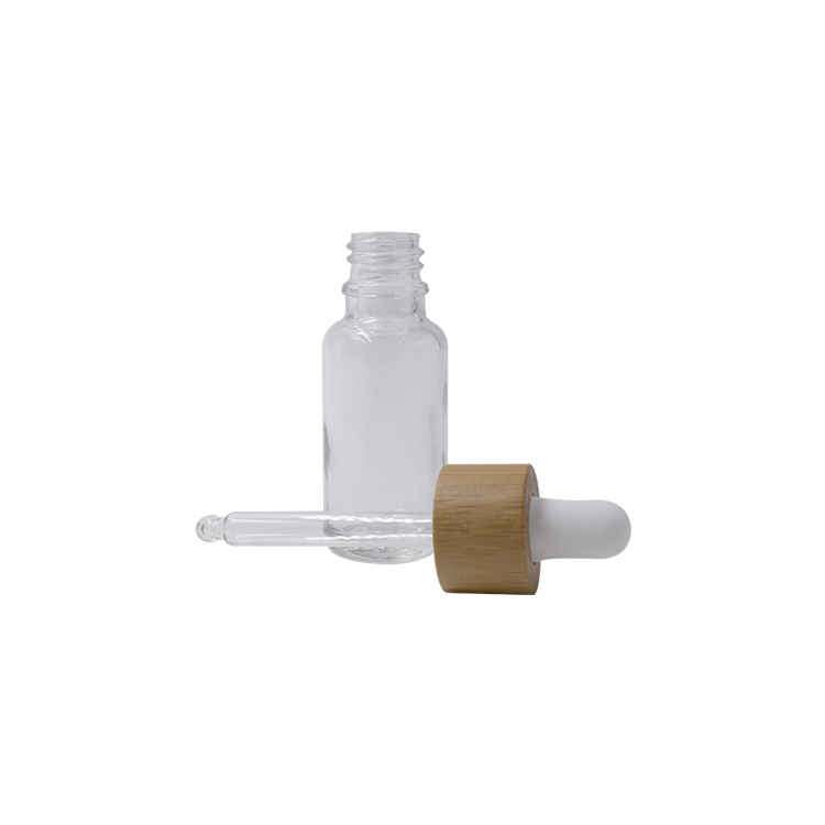 30ml clear glass bottle essential oil cosmetic bottle with bamboo dropper