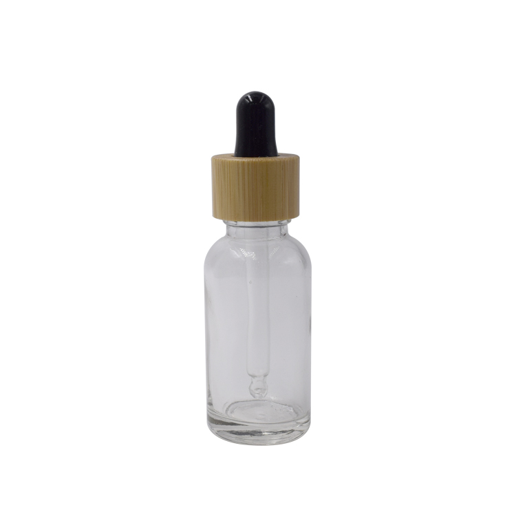 30ml clear glass bottle essential oil cosmetic bottle with bamboo dropper
