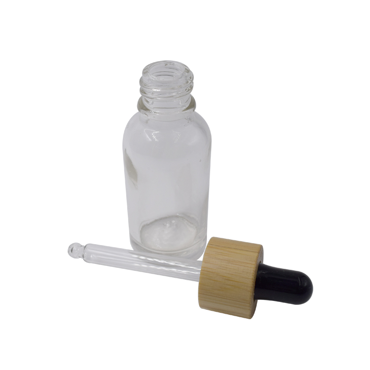 30ml clear glass bottle essential oil cosmetic bottle with bamboo dropper