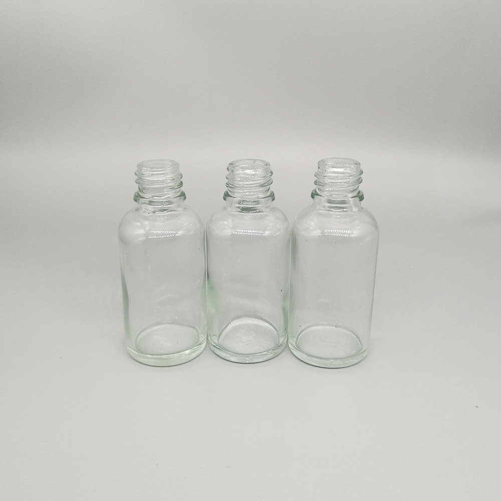 30ml clear glass dropper bottle essential oil empty bottle container with metal anodized aluminum lid