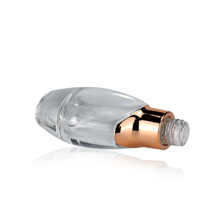 30ml clear glass dropper bottle with gold plating with white rubber