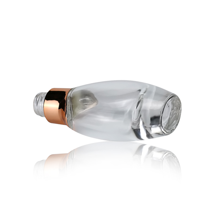 30ml clear glass dropper bottle with gold plating with white rubber