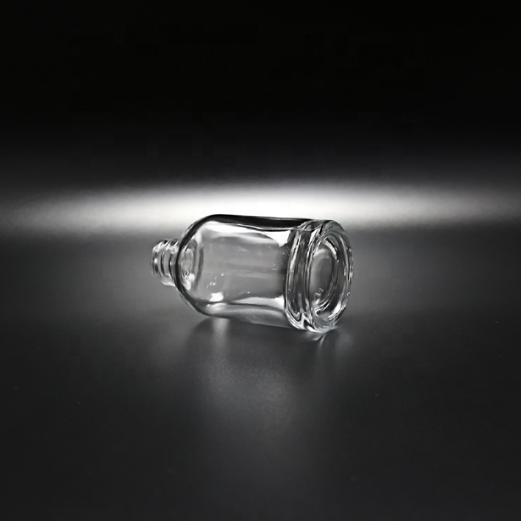 30ml clear glass essence oil bottle with silver push button dropper